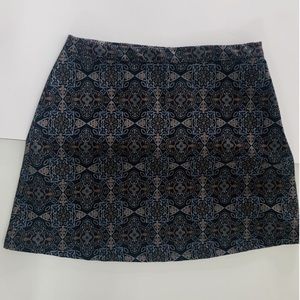 Blue and orange pattern mini skirt